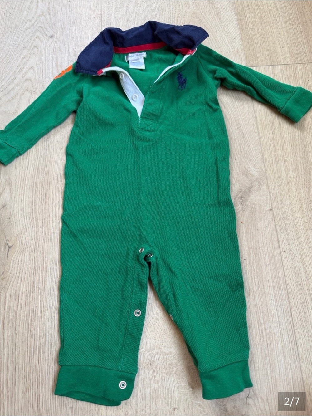 Ralph Lauren Green Polo-Style Baby Romper 9 months